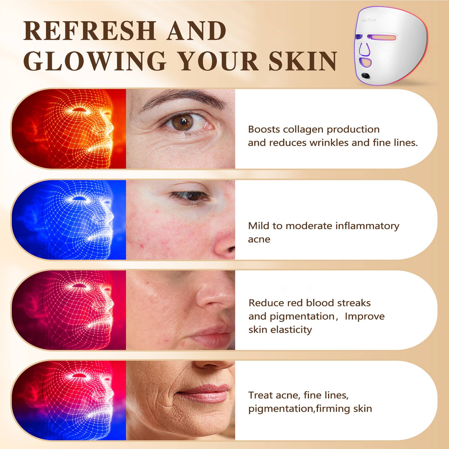 Red Light Therapy Facial Mask